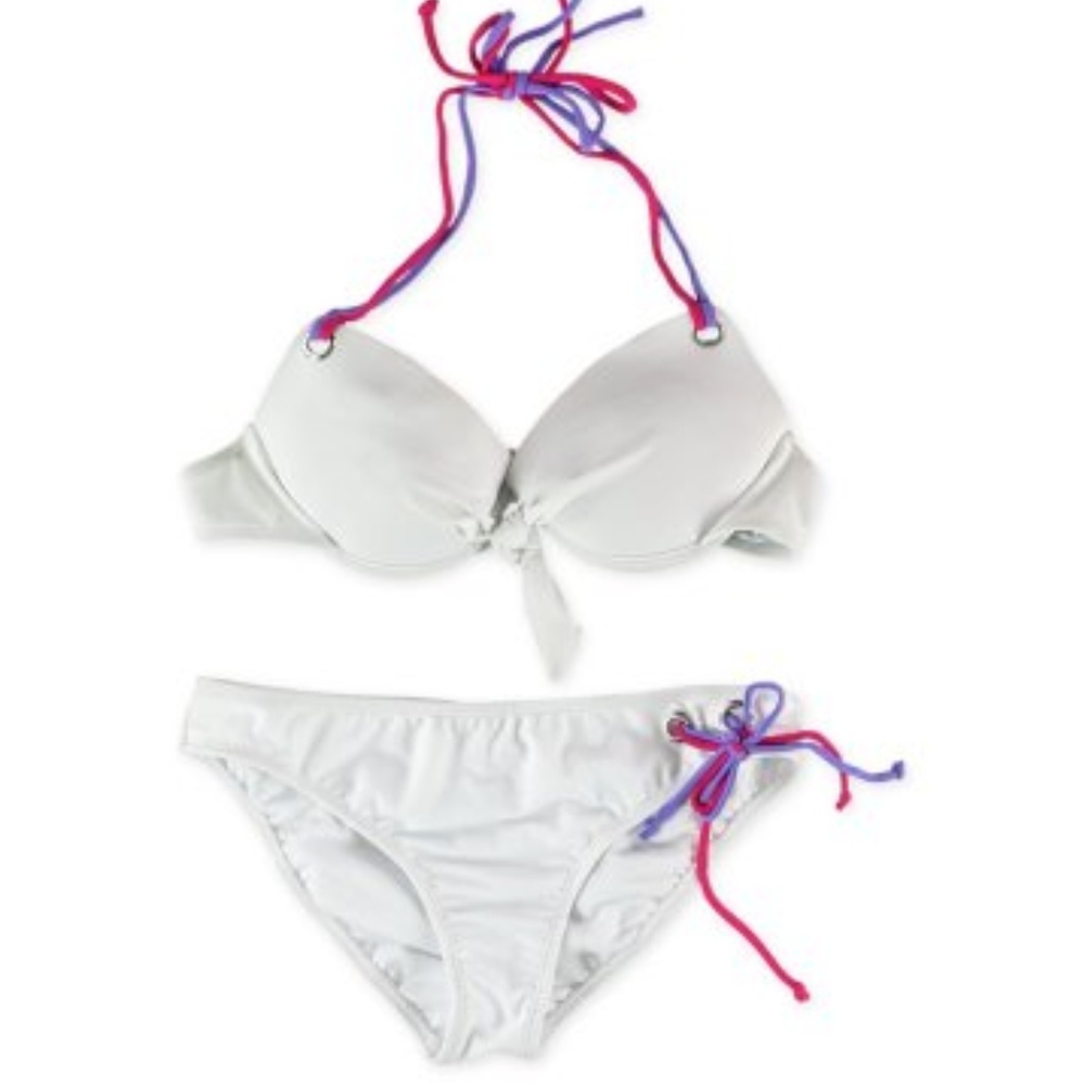 California Waves White Push Up Bikini Set
